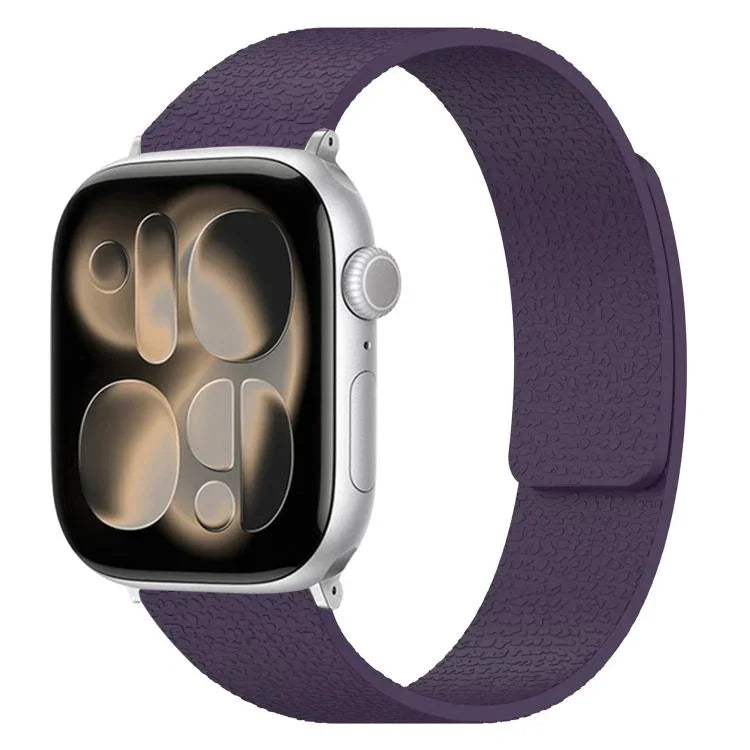 Magnetisches Silikon-Uhrenarmband mit Litschi-Textur, für Apple Watch 46 mm / 49 mm / 45 mm / 44 mm, für Apple Watch 42 mm / 41 mm / 40 mm / 38 mm
