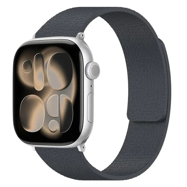 Magnetisches Silikon-Uhrenarmband mit Litschi-Textur, für Apple Watch 46 mm / 49 mm / 45 mm / 44 mm, für Apple Watch 42 mm / 41 mm / 40 mm / 38 mm
