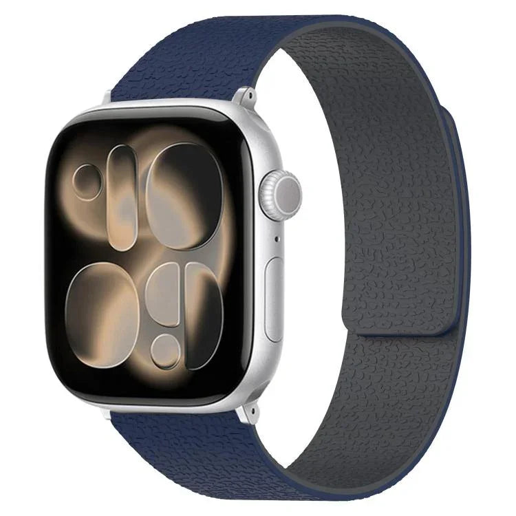 Magnetisches Silikon-Uhrenarmband mit Litschi-Textur, für Apple Watch 46 mm / 49 mm / 45 mm / 44 mm, für Apple Watch 42 mm / 41 mm / 40 mm / 38 mm