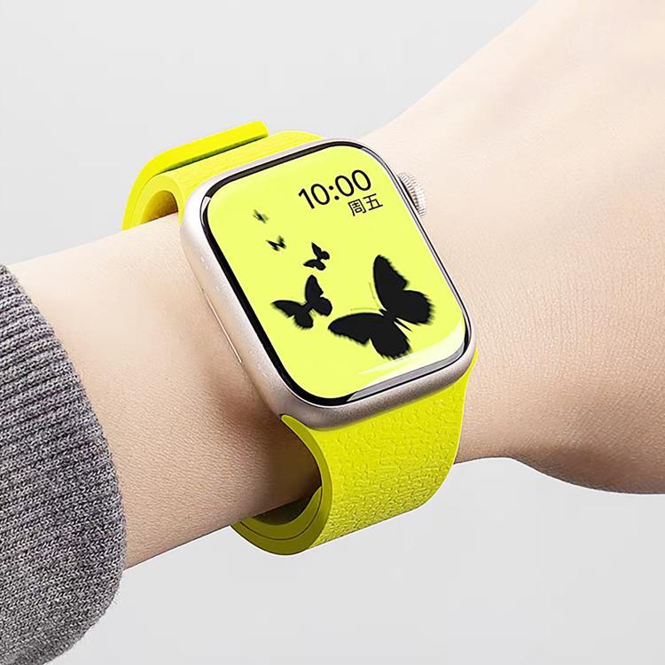 Magnetisches Silikon-Uhrenarmband mit Litschi-Textur, für Apple Watch 46 mm / 49 mm / 45 mm / 44 mm, für Apple Watch 42 mm / 41 mm / 40 mm / 38 mm
