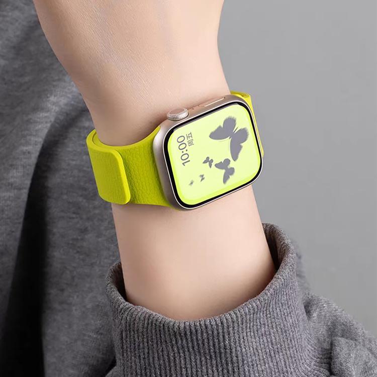 Magnetisches Silikon-Uhrenarmband mit Litschi-Textur, für Apple Watch 46 mm / 49 mm / 45 mm / 44 mm, für Apple Watch 42 mm / 41 mm / 40 mm / 38 mm