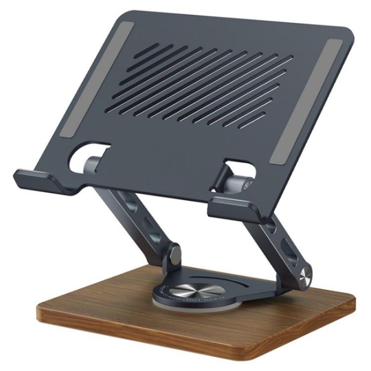 J27 Desktop Klappbarer Drehbarer Holzsockel Tablets Laptops Metall Kühlhalter, J27