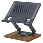 J27 Desktop Klappbarer Drehbarer Holzsockel Tablets Laptops Metall Kühlhalter, J27