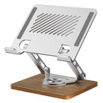 J27 Desktop Klappbarer Drehbarer Holzsockel Tablets Laptops Metall Kühlhalter, J27