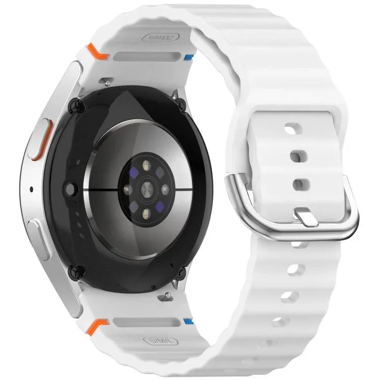 Wavy Grain Stitched Silver Buckle Silicone Watch Band, For Samsung Galaxy Watch 7 40 / 44mm