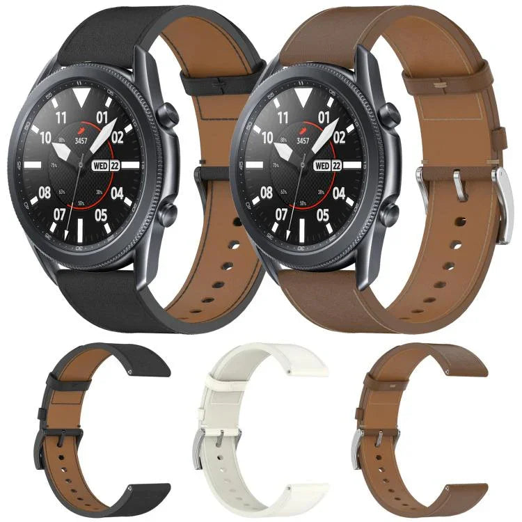 22-mm-Lederarmband mit Druckknopf, passend für Samsung Galaxy Watch3 (45 mm)