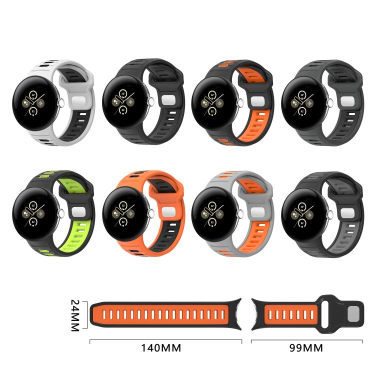 Zweifarbiges Silikonarmband mit umgekehrter Schnalle, für Google Pixel Watch 4 / Watch 3 45mm