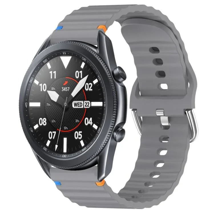 Wavy Grain Stitched 22mm Silicone Watch Band, For Samsung Galaxy Watch 3 45mm