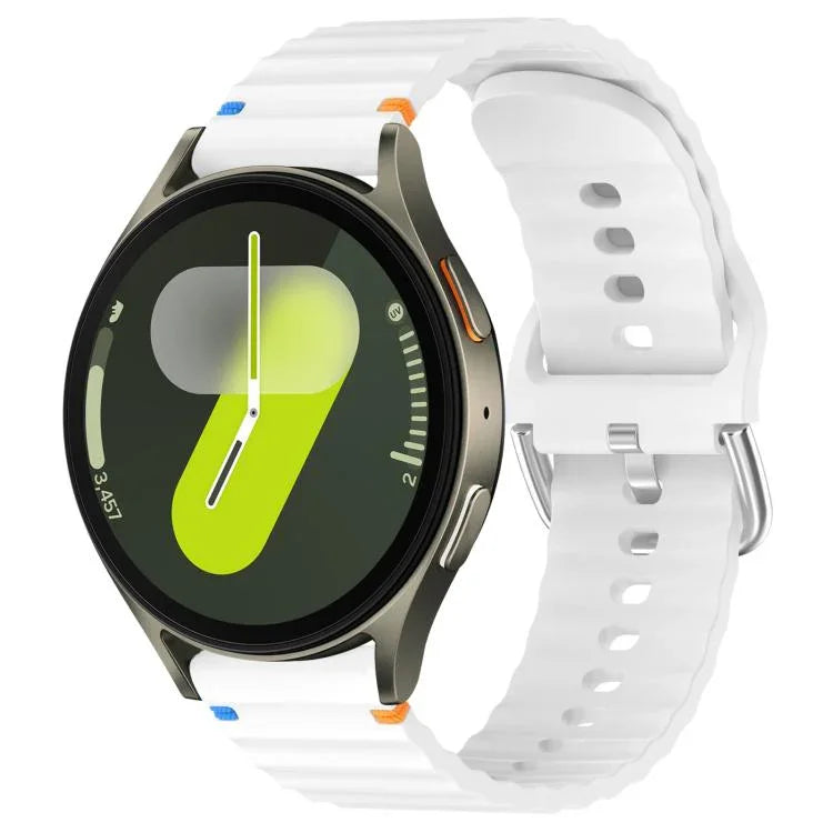 20 mm breites Silikon-Uhrenarmband mit Wellenmuster und Ziernähten, passend für Samsung Galaxy Watch 7 (40/44 mm)