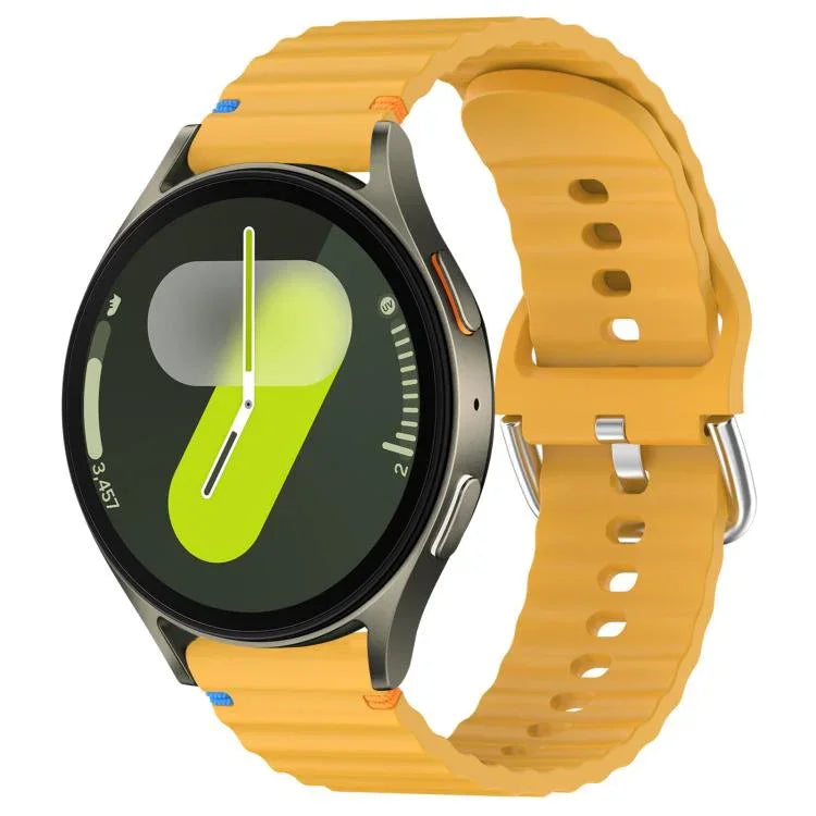 20 mm breites Silikon-Uhrenarmband mit Wellenmuster und Ziernähten, passend für Samsung Galaxy Watch 7 (40/44 mm)
