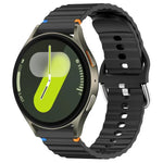 20 mm breites Silikon-Uhrenarmband mit Wellenmuster und Ziernähten, passend für Samsung Galaxy Watch 7 (40/44 mm)