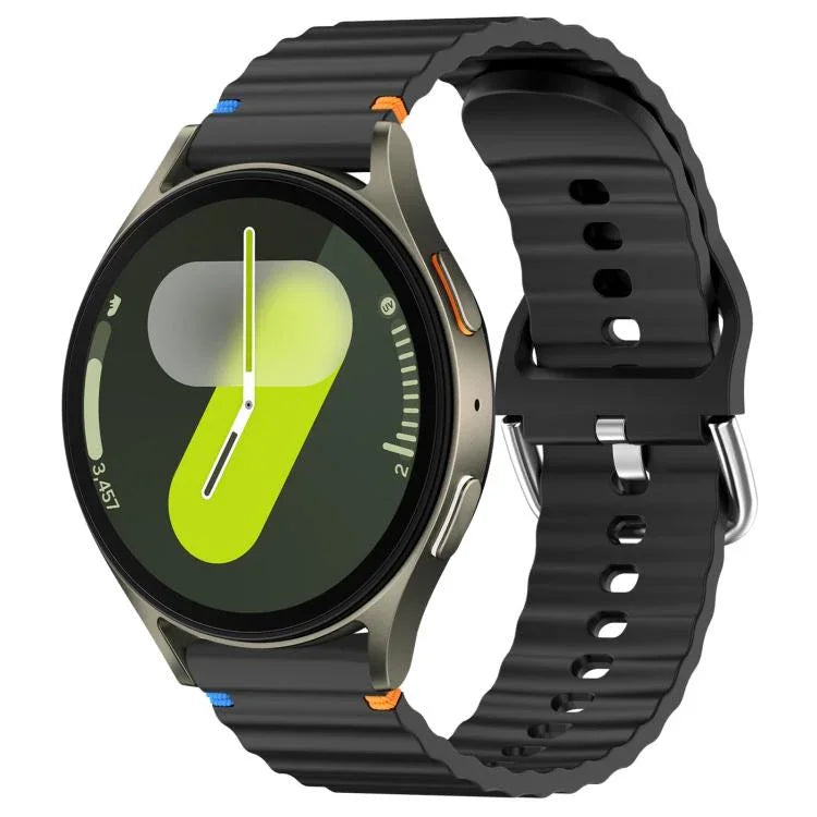 20 mm breites Silikon-Uhrenarmband mit Wellenmuster und Ziernähten, passend für Samsung Galaxy Watch 7 (40/44 mm)