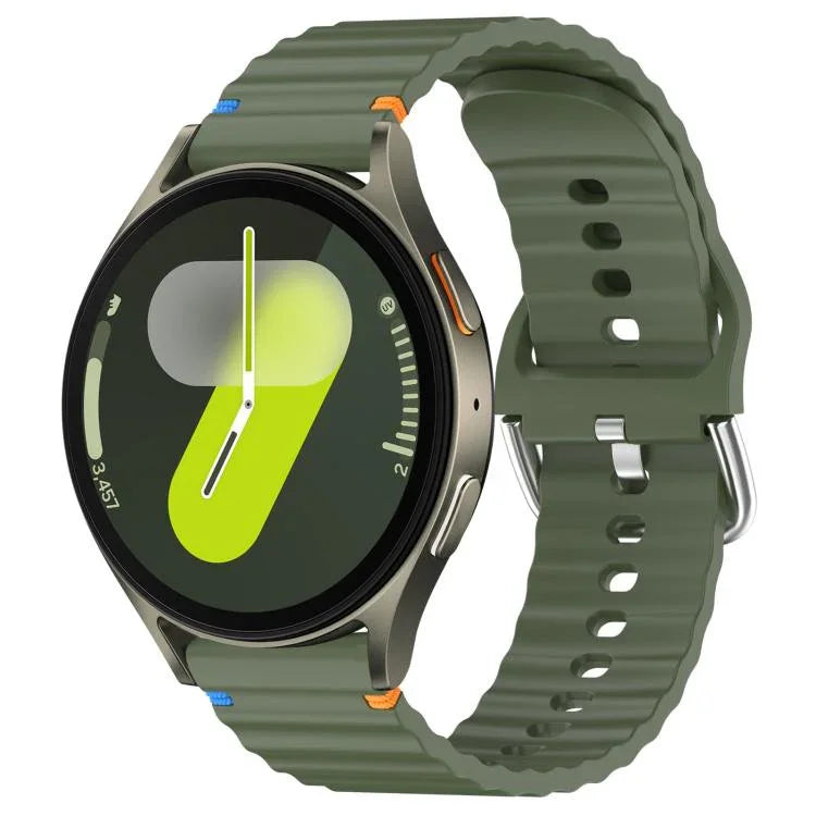 20 mm breites Silikon-Uhrenarmband mit Wellenmuster und Ziernähten, passend für Samsung Galaxy Watch 7 (40/44 mm)