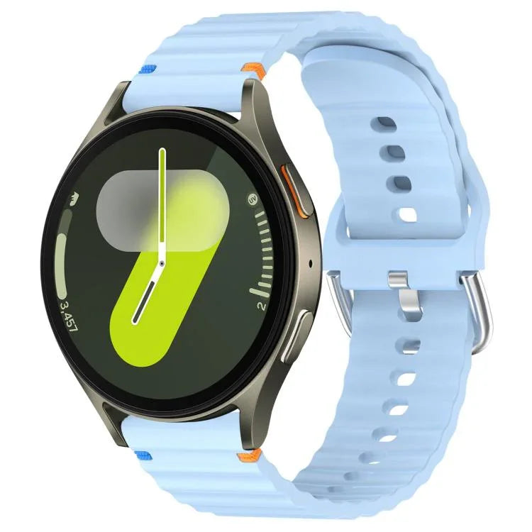 20 mm breites Silikon-Uhrenarmband mit Wellenmuster und Ziernähten, passend für Samsung Galaxy Watch 7 (40/44 mm)