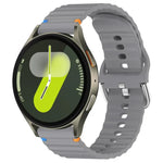 20 mm breites Silikon-Uhrenarmband mit Wellenmuster und Ziernähten, passend für Samsung Galaxy Watch 7 (40/44 mm)
