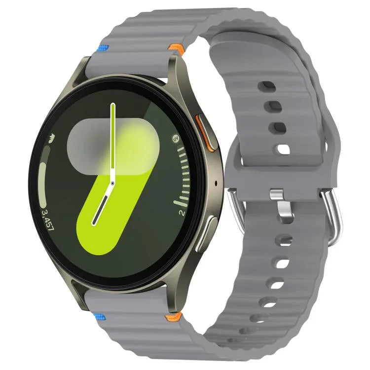 20 mm breites Silikon-Uhrenarmband mit Wellenmuster und Ziernähten, passend für Samsung Galaxy Watch 7 (40/44 mm)