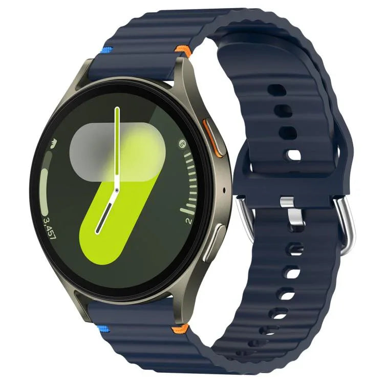 20 mm breites Silikon-Uhrenarmband mit Wellenmuster und Ziernähten, passend für Samsung Galaxy Watch 7 (40/44 mm)