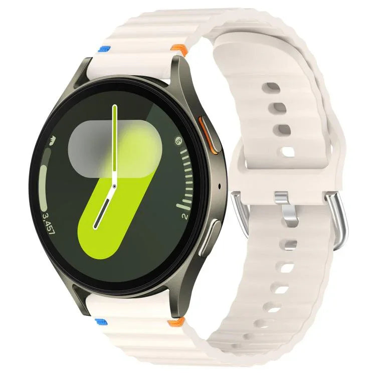20 mm breites Silikon-Uhrenarmband mit Wellenmuster und Ziernähten, passend für Samsung Galaxy Watch 7 (40/44 mm)