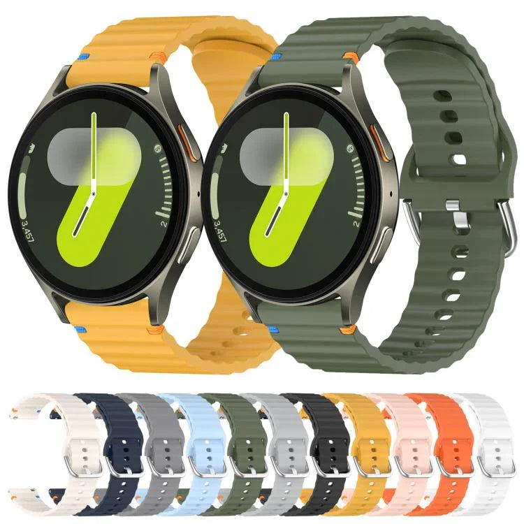 20 mm breites Silikon-Uhrenarmband mit Wellenmuster und Ziernähten, passend für Samsung Galaxy Watch 7 (40/44 mm)