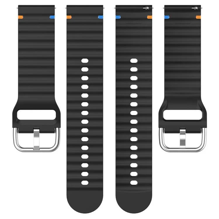 20 mm breites Silikon-Uhrenarmband mit Wellenmuster und Ziernähten, passend für Samsung Galaxy Watch 7 (40/44 mm)