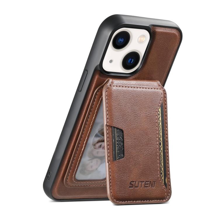 Suteni M3 Kartenetui MagSafe Rindsleder-Textur Leder-Handyhülle, Für iPhone 13 Pro Max, Für iPhone 13 Pro, Für iPhone 13, Für iPhone 12, Für iPhone 12 Pro Max, Für iPhone 12 Pro