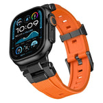 Edelstahl-Verbinder, vertikale Maserung, TPU-Uhrenarmband, für Apple Watch 46 mm / 49 mm / 45 mm / 44 mm