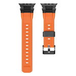 Edelstahl-Verbinder, vertikale Maserung, TPU-Uhrenarmband, für Apple Watch 46 mm / 49 mm / 45 mm / 44 mm