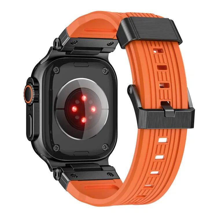Edelstahl-Verbinder, vertikale Maserung, TPU-Uhrenarmband, für Apple Watch 46 mm / 49 mm / 45 mm / 44 mm