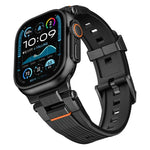 Edelstahl-Verbinder, vertikale Maserung, TPU-Uhrenarmband, für Apple Watch 46 mm / 49 mm / 45 mm / 44 mm