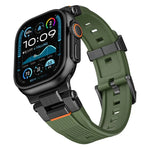 Edelstahl-Verbinder, vertikale Maserung, TPU-Uhrenarmband, für Apple Watch 46 mm / 49 mm / 45 mm / 44 mm