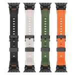 Edelstahl-Verbinder, vertikale Maserung, TPU-Uhrenarmband, für Apple Watch 46 mm / 49 mm / 45 mm / 44 mm