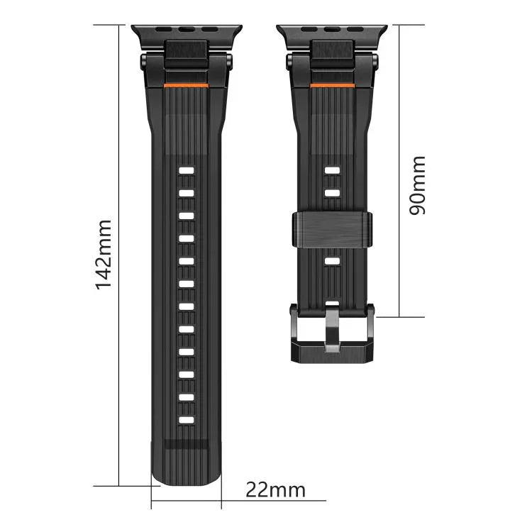 Edelstahl-Verbinder, vertikale Maserung, TPU-Uhrenarmband, für Apple Watch 46 mm / 49 mm / 45 mm / 44 mm