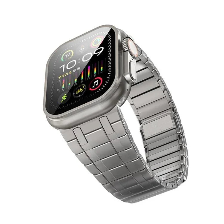 Magnetisches Milanaise-Armband aus Edelstahl mit einer Perle, passend für Apple Watch 46 mm / 49 mm / 45 mm / 44 mm