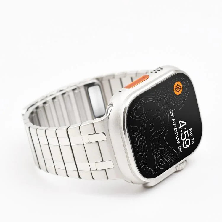 Magnetisches Milanaise-Armband aus Edelstahl mit einer Perle, passend für Apple Watch 46 mm / 49 mm / 45 mm / 44 mm