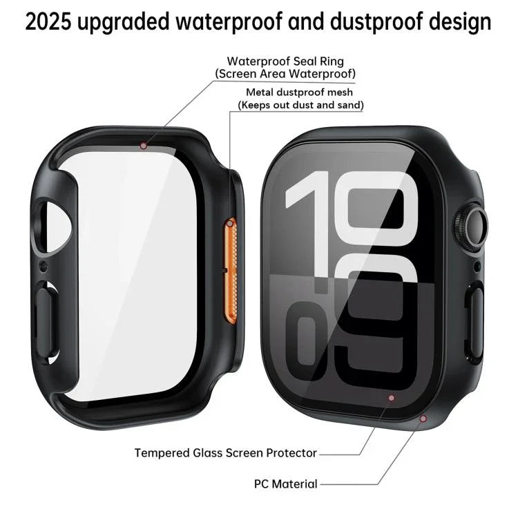 Gehärteter Film Integrierte PC-Uhrenschutzhülle, für Apple Watch Series 6 / 5 / 4 & SE 44mm, für Apple Watch Series 6 / 5 / 4 & SE 40mm, für Apple Watch Series 11 / 10 46mm, für Apple Watch Series 11 / 10 42mm, für Apple Watch Series 9 / 8 / 7 45mm