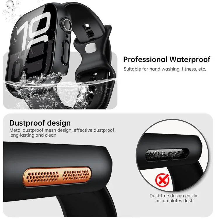Gehärteter Film Integrierte PC-Uhrenschutzhülle, für Apple Watch Series 6 / 5 / 4 & SE 44mm, für Apple Watch Series 6 / 5 / 4 & SE 40mm, für Apple Watch Series 11 / 10 46mm, für Apple Watch Series 11 / 10 42mm, für Apple Watch Series 9 / 8 / 7 45mm