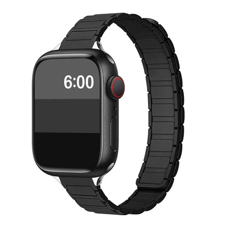Schlankes, magnetisches Silikon-Armband mit drei Perlen in I-Form, passend für Apple Watch 46 mm / 49 mm / 45 mm / 44 mm und 42 mm / 41 mm / 40 mm / 38 mm