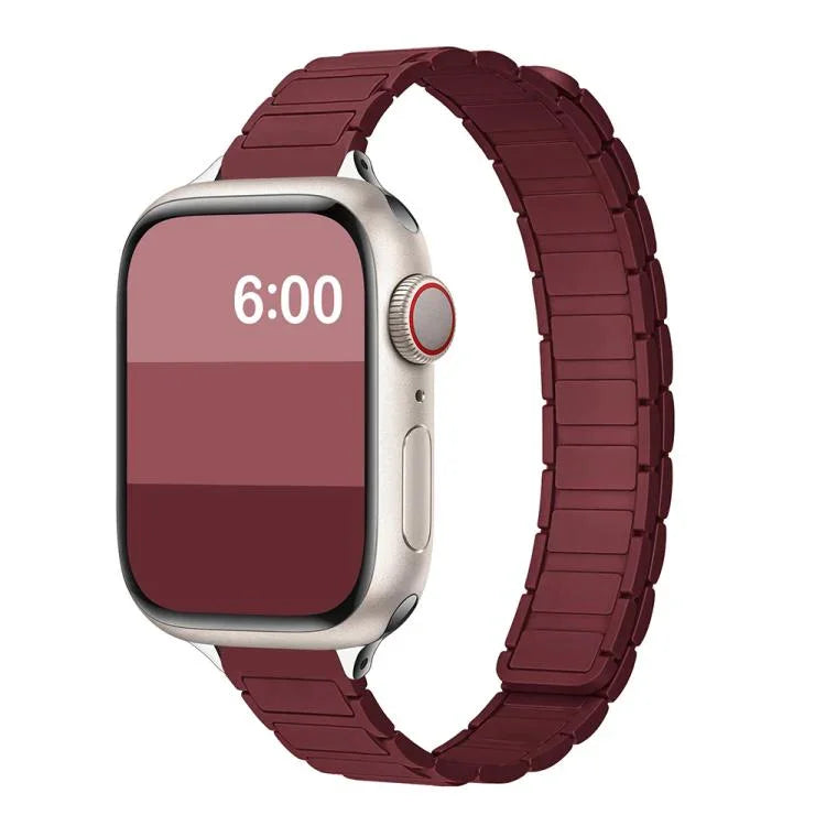 Schlankes, magnetisches Silikon-Armband mit drei Perlen in I-Form, passend für Apple Watch 46 mm / 49 mm / 45 mm / 44 mm und 42 mm / 41 mm / 40 mm / 38 mm