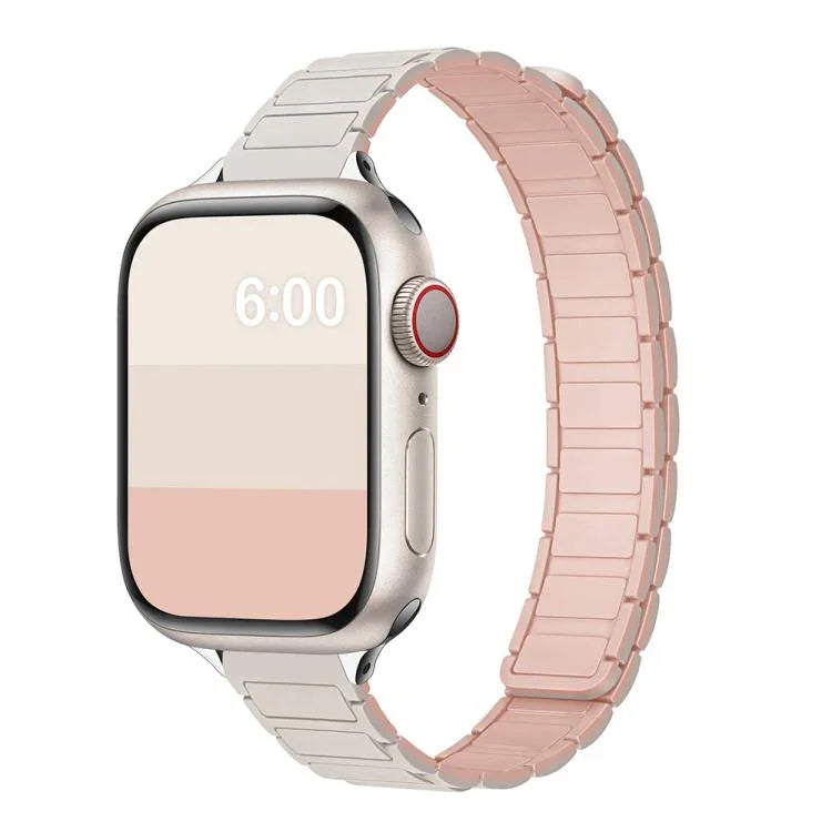 Schlankes, magnetisches Silikon-Armband mit drei Perlen in I-Form, passend für Apple Watch 46 mm / 49 mm / 45 mm / 44 mm und 42 mm / 41 mm / 40 mm / 38 mm