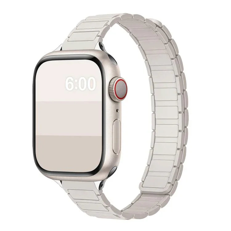 Schlankes, magnetisches Silikon-Armband mit drei Perlen in I-Form, passend für Apple Watch 46 mm / 49 mm / 45 mm / 44 mm und 42 mm / 41 mm / 40 mm / 38 mm