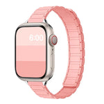 Schlankes, magnetisches Silikon-Armband mit drei Perlen in I-Form, passend für Apple Watch 46 mm / 49 mm / 45 mm / 44 mm und 42 mm / 41 mm / 40 mm / 38 mm