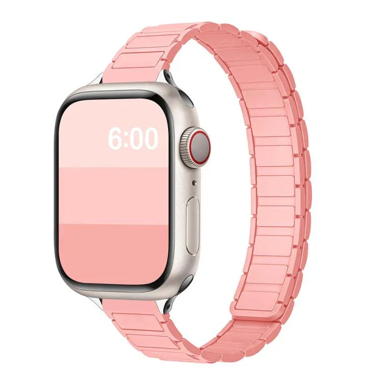 Schlankes, magnetisches Silikon-Armband mit drei Perlen in I-Form, passend für Apple Watch 46 mm / 49 mm / 45 mm / 44 mm und 42 mm / 41 mm / 40 mm / 38 mm