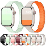 Schlankes, magnetisches Silikon-Armband mit drei Perlen in I-Form, passend für Apple Watch 46 mm / 49 mm / 45 mm / 44 mm und 42 mm / 41 mm / 40 mm / 38 mm
