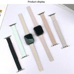 Schlankes, magnetisches Silikon-Armband mit drei Perlen in I-Form, passend für Apple Watch 46 mm / 49 mm / 45 mm / 44 mm und 42 mm / 41 mm / 40 mm / 38 mm