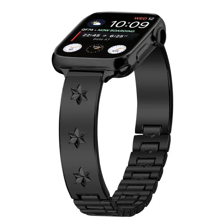 Metallarmband mit Schneeflockenmotiv, passend für Apple Watch 46 mm / 49 mm / 45 mm / 44 mm und 42 mm / 41 mm / 40 mm / 38 mm
