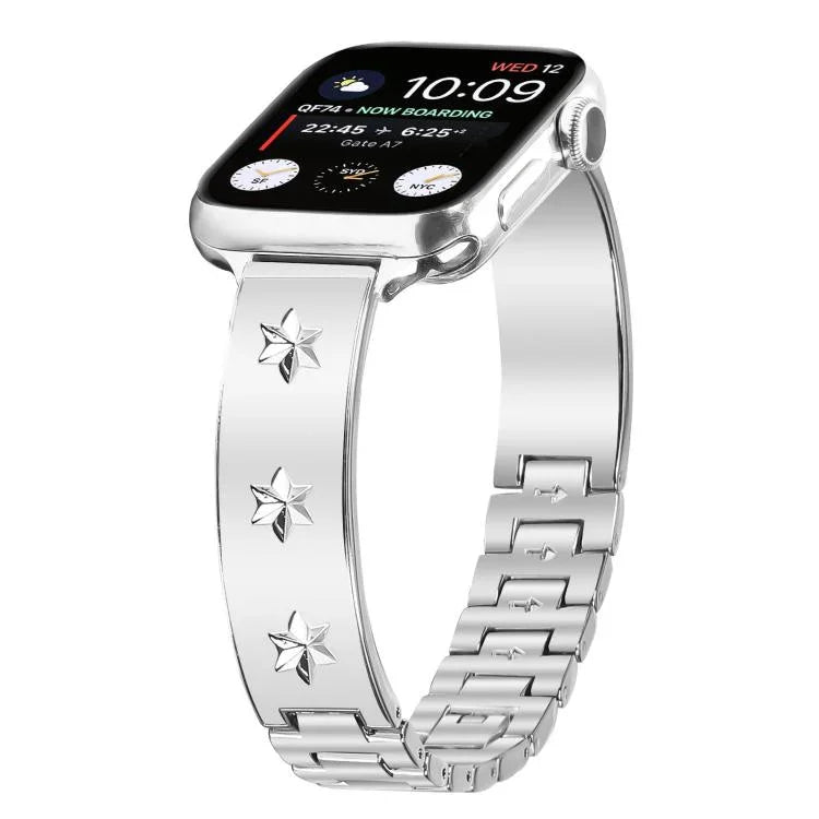 Metallarmband mit Schneeflockenmotiv, passend für Apple Watch 46 mm / 49 mm / 45 mm / 44 mm und 42 mm / 41 mm / 40 mm / 38 mm