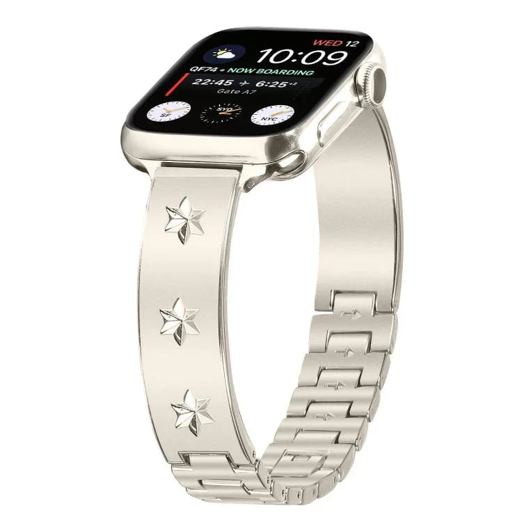 Metallarmband mit Schneeflockenmotiv, passend für Apple Watch 46 mm / 49 mm / 45 mm / 44 mm und 42 mm / 41 mm / 40 mm / 38 mm