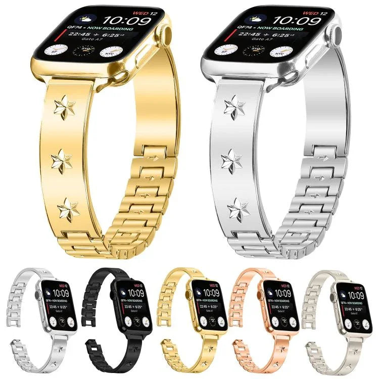 Metallarmband mit Schneeflockenmotiv, passend für Apple Watch 46 mm / 49 mm / 45 mm / 44 mm und 42 mm / 41 mm / 40 mm / 38 mm