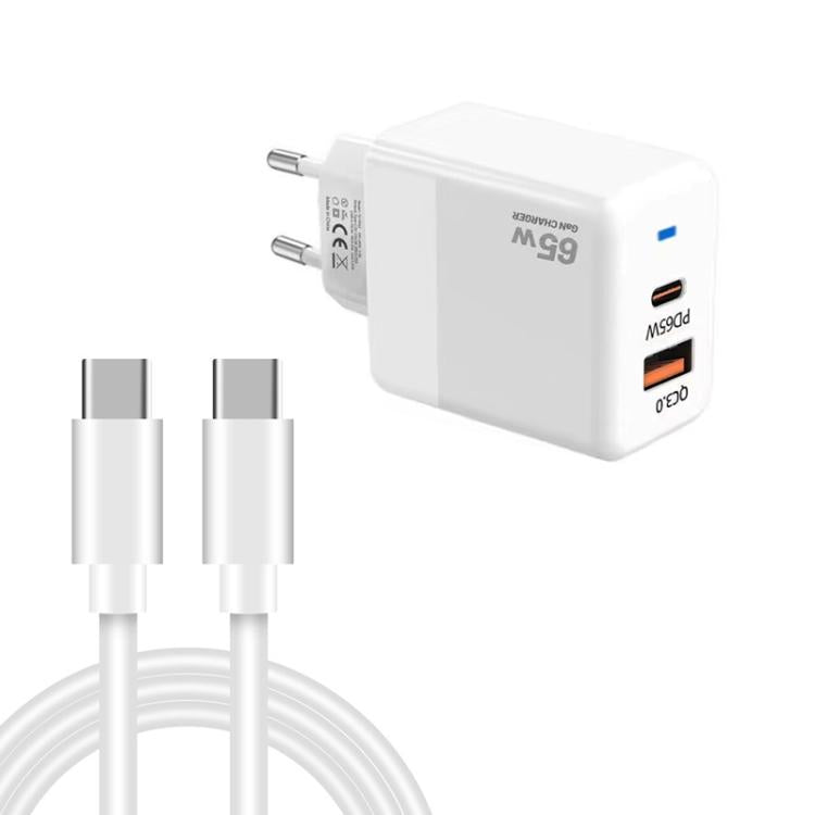 PD41 GaN PD 45W + USB Ladegerät mit Typ-C auf Typ-C Datenkabel, EU Stecker, EU Stecker