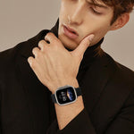 Magnetisches Edelstahl-Armband mit neun Perlen, passend für Apple Watch 46 mm / 49 mm / 45 mm / 44 mm und 42 mm / 41 mm / 40 mm / 38 mm